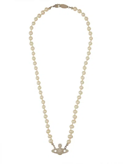 Vivienne Westwood "mini Bas Relief" Necklace In Silver