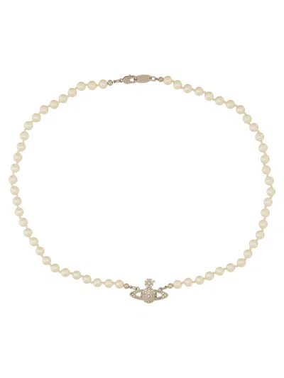 Vivienne Westwood "mini Bas Relief" Necklace In Neutral