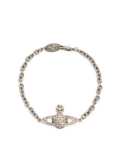 Vivienne Westwood Mini Bas Relief Orb Bracelet In Dark Grey