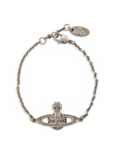 Vivienne Westwood Mini Bas Relief Orb Bracelet In Gray