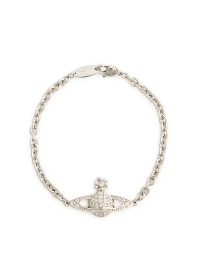 Vivienne Westwood Mini Bas Relief Orb Bracelet In Silver