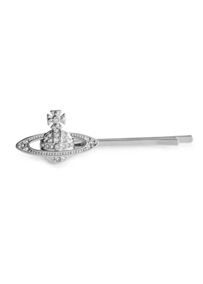 Vivienne Westwood Mini Bas Relief Orb Hair Clip In Silver