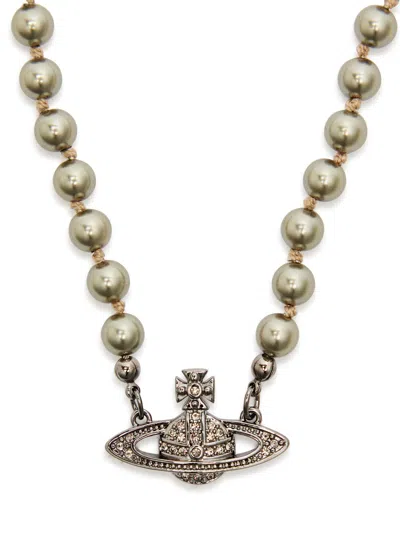 Vivienne Westwood Mini Bas Relief Orb Necklace In Black