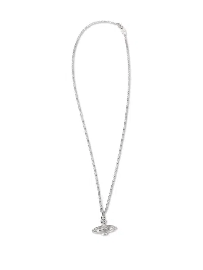 Vivienne Westwood Mini Bas Relief Orb Necklace In Platinum