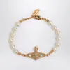 Vivienne Westwood Mini Bas Relief Pearl Bracelet Gold