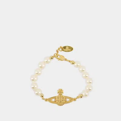 VIVIENNE WESTWOOD VIVIENNE WESTWOOD  MINI BAS RELIEF PEARL BRACELET GOLD