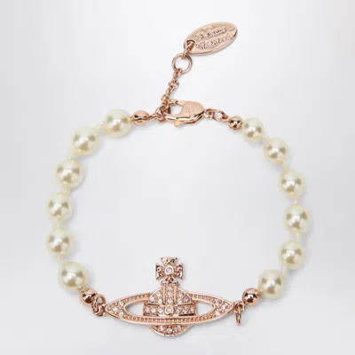 Vivienne Westwood Mini Bas Relief Pearl Bracelet Rose Gold