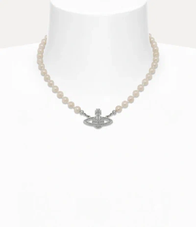 Vivienne Westwood Mini Bas Relief Pearl Choker Platinum-crystal-crystal- Platinum-crystal-crystal- Women