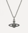 Vivienne Westwood Mini Bas Relief Pendant Necklace Gunmetal Topaz Crystals Women In Gunmetal