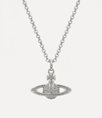 Vivienne Westwood Mini Bas Relief Pendant Necklace Silvercrystal Brass Women In Metallic
