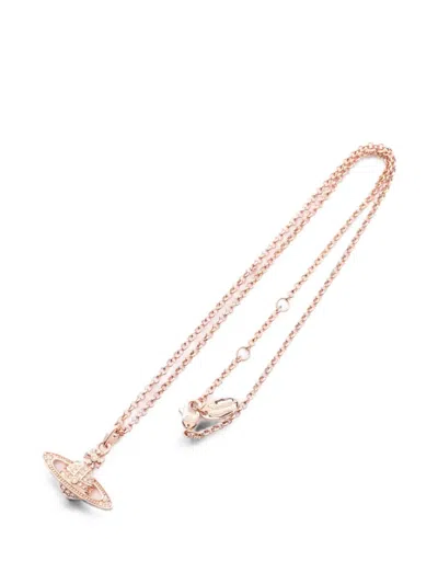 Pre-owned Vivienne Westwood Mini Bas Relief Rhinestone Necklace In Pink
