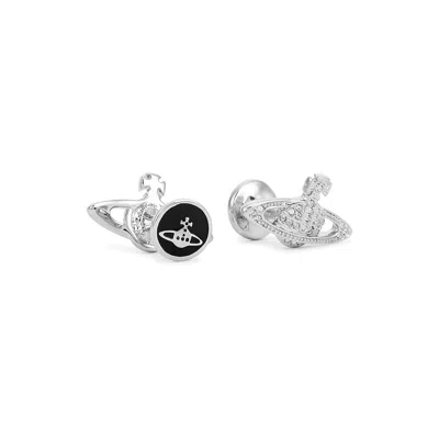 Vivienne Westwood Mini Bas Relief Silver-tone Orb Cufflinks In Metallic