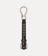 Vivienne Westwood Mini Belt Charm Keyring Blacksilver Leather Unisex In Black