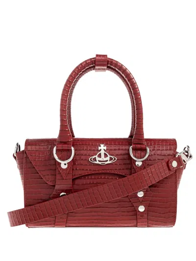 Vivienne Westwood Mini Bettina Crocodile-effect Tote Bag In Red