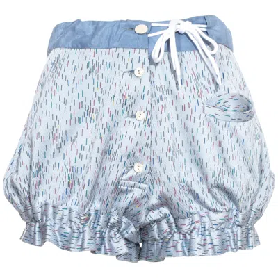 Pre-owned Vivienne Westwood "mini Crini" Blue Printed Button-down Shorts, Ss 1985