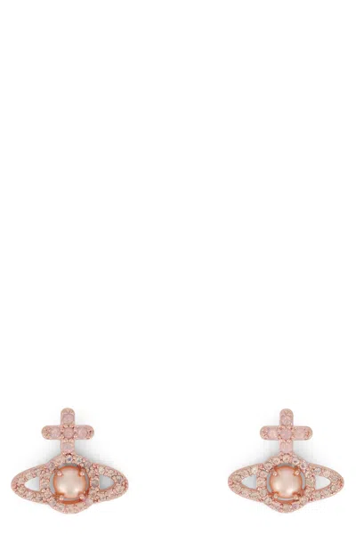 Vivienne Westwood Olympia Earrings With Decorative Crystals In Pink