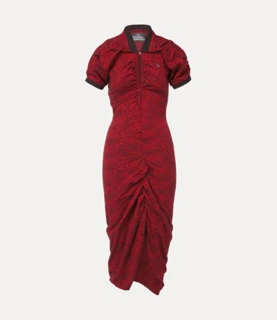 Vivienne Westwood Pulling Dress Jacquard Piquet Graffiti-orbs Xl Women In Brown