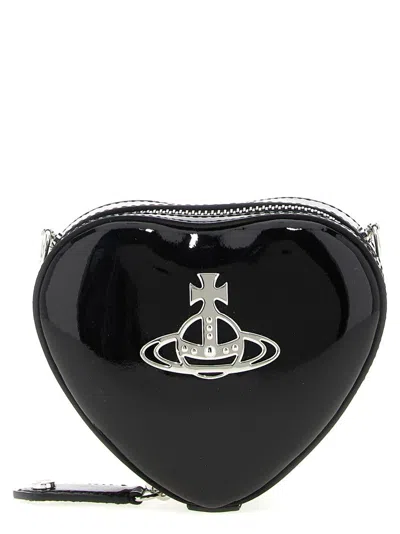 Vivienne Westwood 'mini Heart' Crossbody Bag In Black