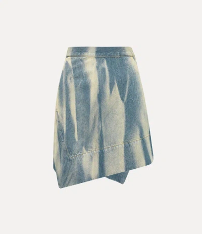 Vivienne Westwood Mini Infinity Skirt Bleach Denim Blue 28 Women