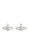 Vivienne Westwood Mini Bas Relief Earrings Silver Cubic Zirconia Women In Metallic
