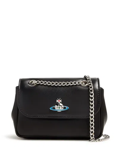 Vivienne Westwood Mini Orb Shoulder Bag In Black