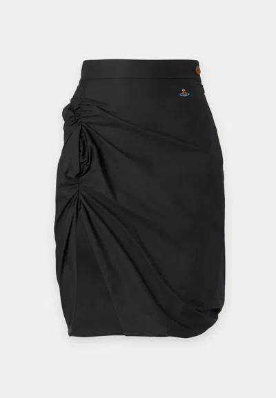 Vivienne Westwood Mini Side Panther Cotton Skirt In Aw26-black