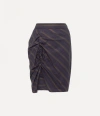 Vivienne Westwood Panther Gathered Striped Cotton-blend Twill Mini Skirt In Purple