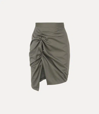 Vivienne Westwood Mini Side Panther Skirt Cotton Satin Grey 40 Women