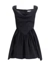 Vivienne Westwood Square Neckline Sleeveless Flared Skirt Mini Length Draped Detail In Black
