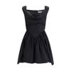 Vivienne Westwood Square Neckline Sleeveless Flared Skirt Mini Length Draped Detail In Black