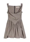 Vivienne Westwood Mini Sunday Draped Pleated Checked Cotton-poplin Mini Dress In White