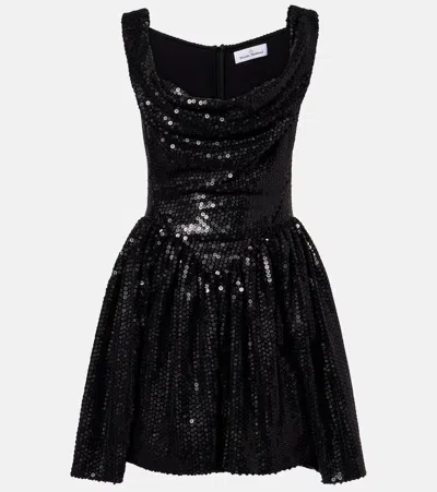 Vivienne Westwood Mini Sunday Sequined Draped Corset Dress In Black
