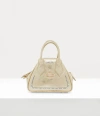 Vivienne Westwood Mini Yasmine Bag Metallic Crinkle Gold-diamante-trim In Gold-diamante-trim