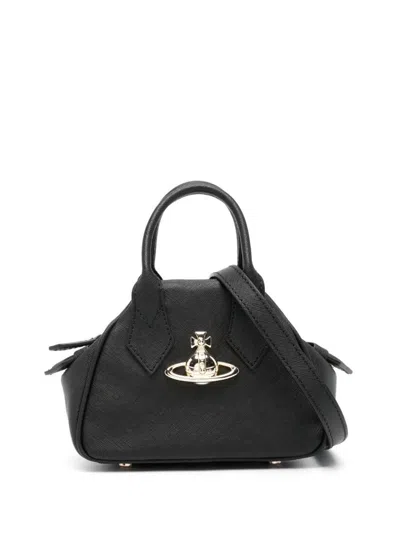 Vivienne Westwood Mini Yasmine Saffiano Leather Hand Bags In Black