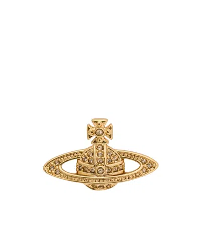 Vivienne Westwood Miniature Embossed Brooch In Gold