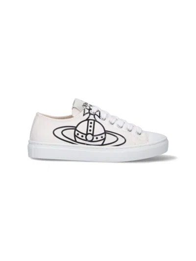 VIVIENNE WESTWOOD MINIMALIST WHITE SNEAKERS WITH SMOOTH SILHOUETTE