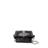 Vivienne Westwood Mini Courtney Black Leather Wallet On Chain For Women Ss24 In Black