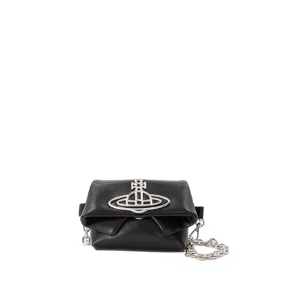 VIVIENNE WESTWOOD VIVIENNE WESTWOOD MIRAGE MINI COURTNEY WALLET ON CHAIN - LEATHER - BLACK