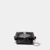 Vivienne Westwood Mini Courtney Black Leather Wallet On Chain For Women Ss24 In Black