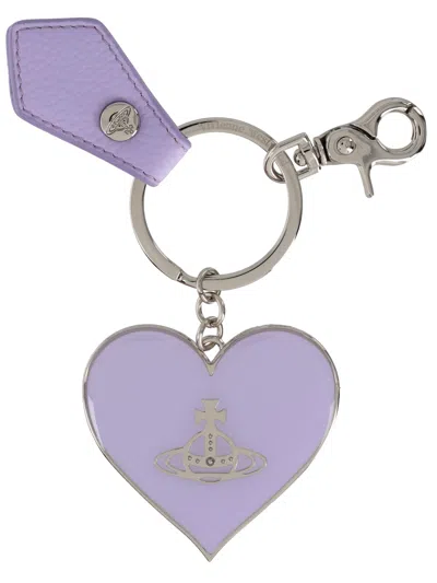 Vivienne Westwood "mirror Heart" Keychain In Purple