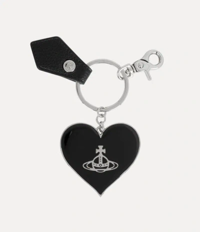 Vivienne Westwood Mirror Heart Orb Keyring Metal Black-pu-grain One Size Women