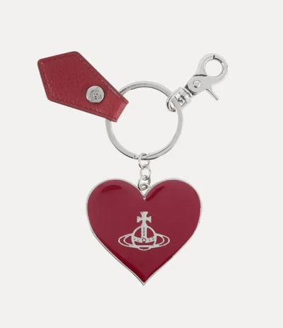 Vivienne Westwood Mirror Heart Orb Keyring Metal Red-pu-grain One Size Women In Multi