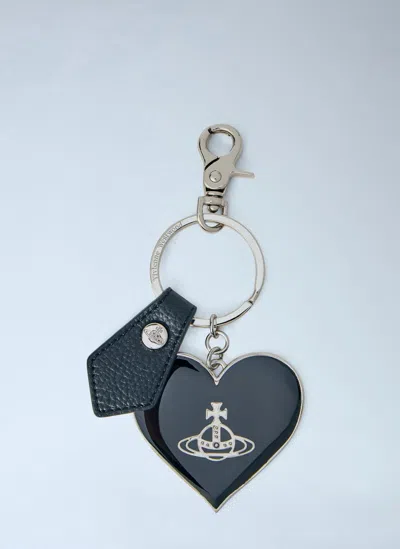 Vivienne Westwood Mirror Heart Orb Keyring In Purple