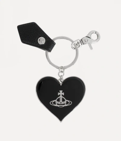 Vivienne Westwood Mirror Heart Orb Keyring Accessories In Black