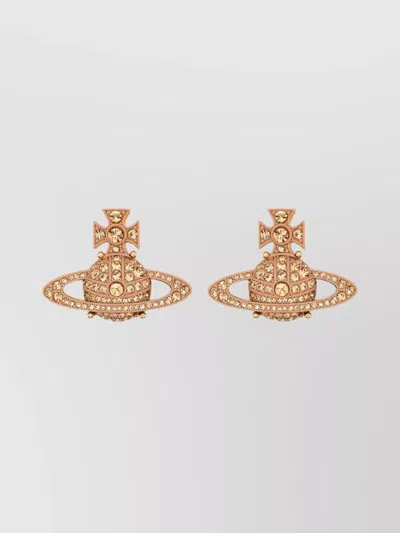 Vivienne Westwood Modern Orb Stud Earrings Crystal Embellishments In Brown