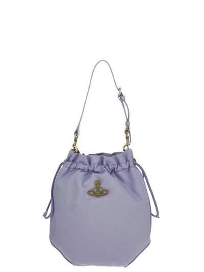 Vivienne Westwood Moire Drawstring Pouch In Lilac