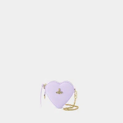 Vivienne Westwood Moire Heart Wristlet Bag -  - Synthetic - Purple In Neutral