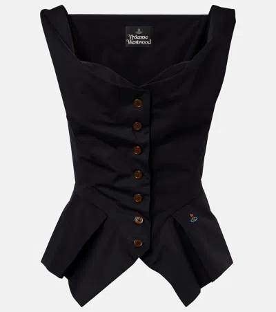 Vivienne Westwood Monday Cotton Vest Silhouette Peplum Sleeveless In Black