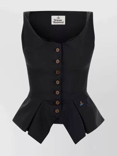 Vivienne Westwood Monday Cotton Vest Silhouette Peplum Sleeveless In Black