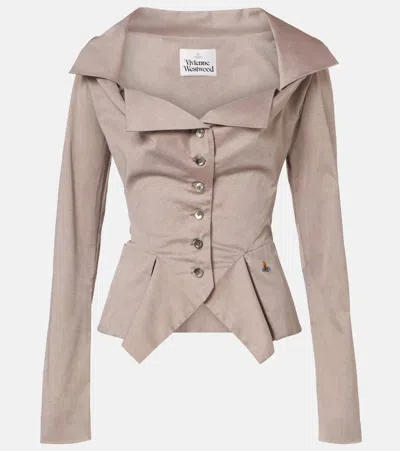 Vivienne Westwood Monday Peplum Cotton Poplin Shirt In Brown